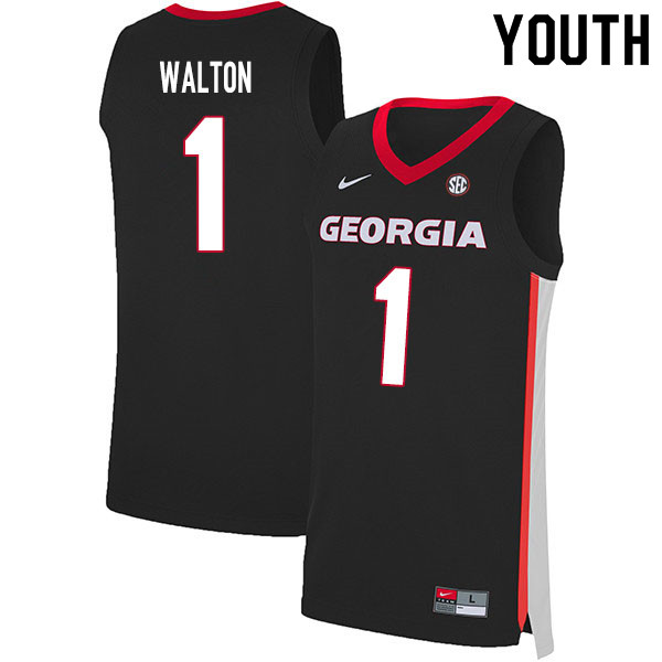 2020 Youth #1 Jaykwon Walton Georgia Bulldogs College Basketball Jerseys Sale-Black - Click Image to Close